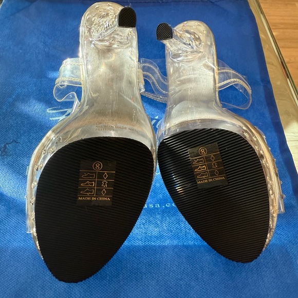 Fabulicious Transparent Open Toe High Heel Dress Sandal with Crystal Sparkles - Picture 5 of 6